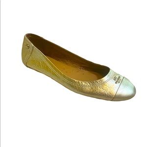 Coach Chelsea Metallic Round Toe Slip Flat Shoes in Gold